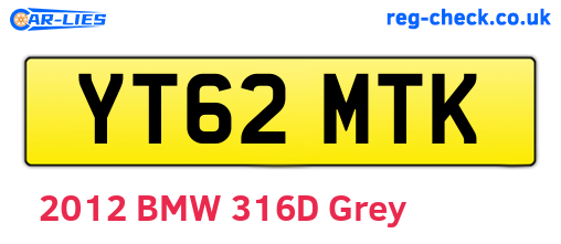 YT62MTK are the vehicle registration plates.