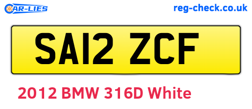 SA12ZCF are the vehicle registration plates.