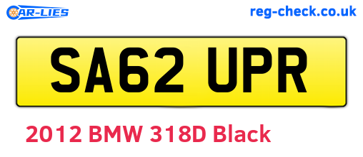 SA62UPR are the vehicle registration plates.