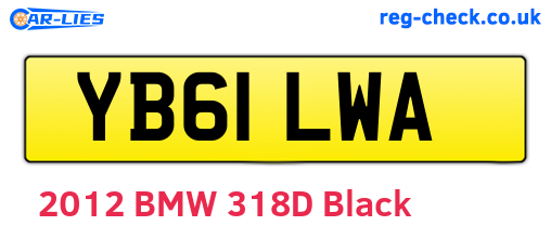 YB61LWA are the vehicle registration plates.
