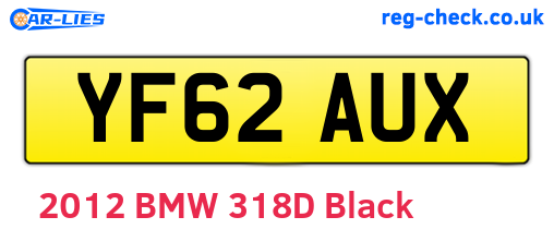 YF62AUX are the vehicle registration plates.