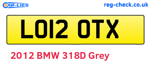 LO12OTX are the vehicle registration plates.