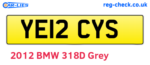 YE12CYS are the vehicle registration plates.