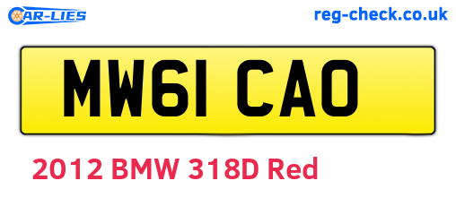 MW61CAO are the vehicle registration plates.