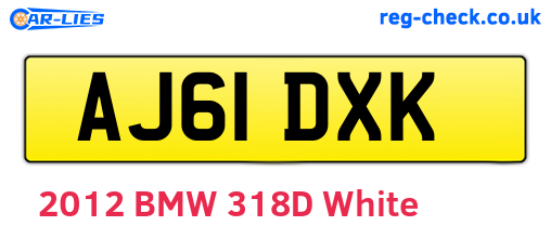 AJ61DXK are the vehicle registration plates.