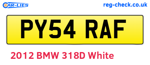 PY54RAF are the vehicle registration plates.