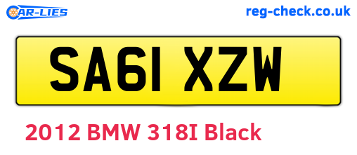 SA61XZW are the vehicle registration plates.