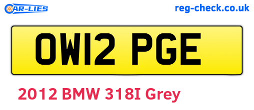 OW12PGE are the vehicle registration plates.