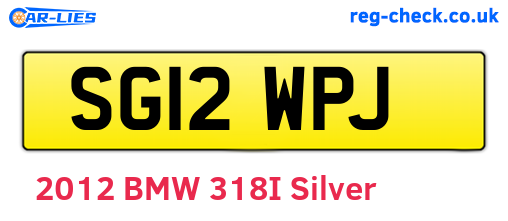 SG12WPJ are the vehicle registration plates.