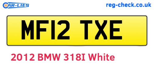 MF12TXE are the vehicle registration plates.
