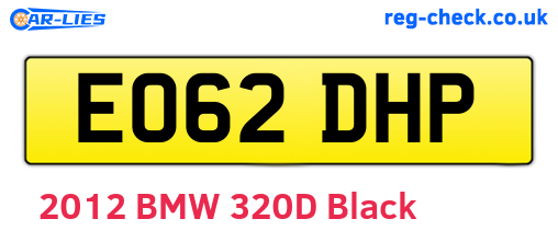EO62DHP are the vehicle registration plates.