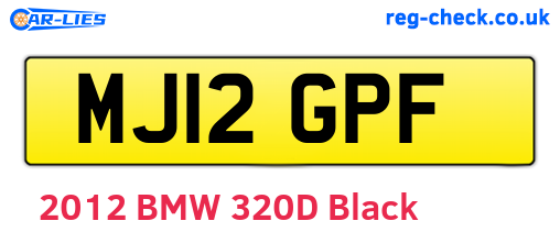 MJ12GPF are the vehicle registration plates.