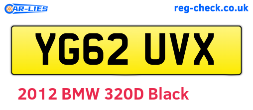 YG62UVX are the vehicle registration plates.