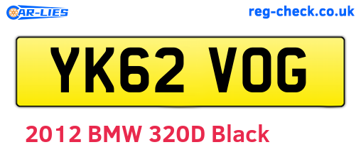 YK62VOG are the vehicle registration plates.