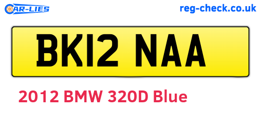 BK12NAA are the vehicle registration plates.
