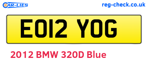 EO12YOG are the vehicle registration plates.