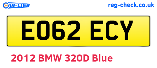 EO62ECY are the vehicle registration plates.