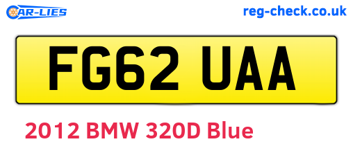 FG62UAA are the vehicle registration plates.