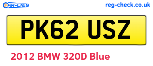 PK62USZ are the vehicle registration plates.
