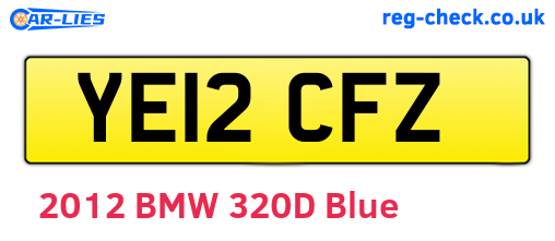 YE12CFZ are the vehicle registration plates.