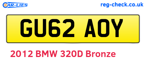GU62AOY are the vehicle registration plates.