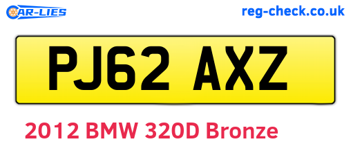 PJ62AXZ are the vehicle registration plates.