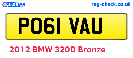 PO61VAU are the vehicle registration plates.
