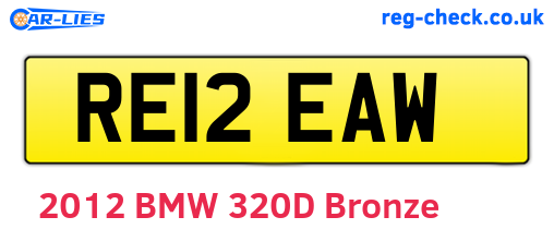 RE12EAW are the vehicle registration plates.