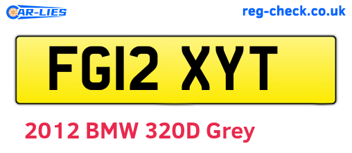 FG12XYT are the vehicle registration plates.