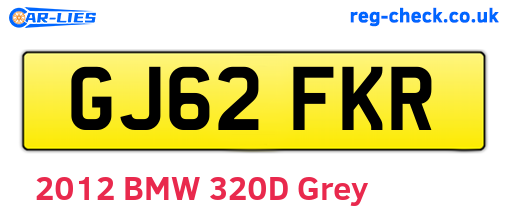 GJ62FKR are the vehicle registration plates.