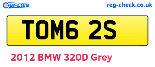 TOM62S are the vehicle registration plates.
