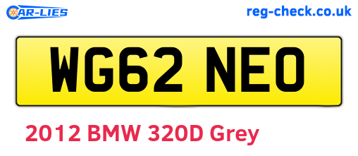 WG62NEO are the vehicle registration plates.