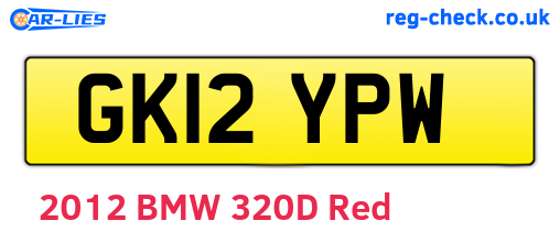 GK12YPW are the vehicle registration plates.