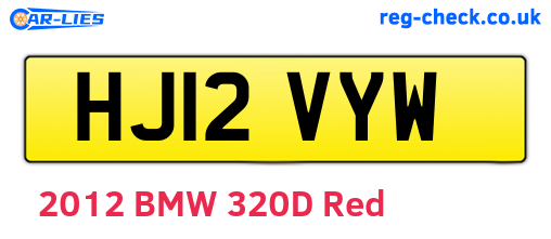 HJ12VYW are the vehicle registration plates.