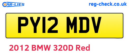 PY12MDV are the vehicle registration plates.