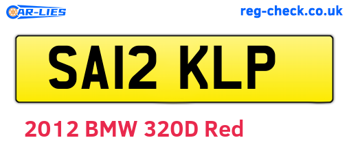 SA12KLP are the vehicle registration plates.
