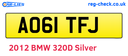 AO61TFJ are the vehicle registration plates.