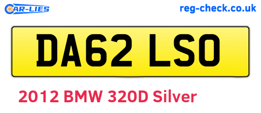 DA62LSO are the vehicle registration plates.