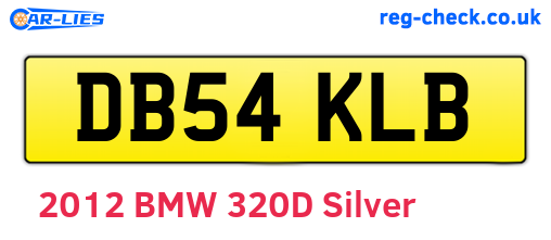 DB54KLB are the vehicle registration plates.