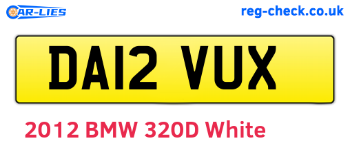 DA12VUX are the vehicle registration plates.