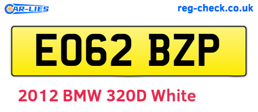 EO62BZP are the vehicle registration plates.