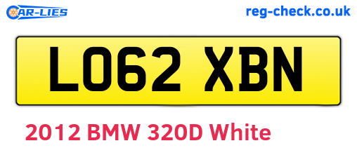 LO62XBN are the vehicle registration plates.