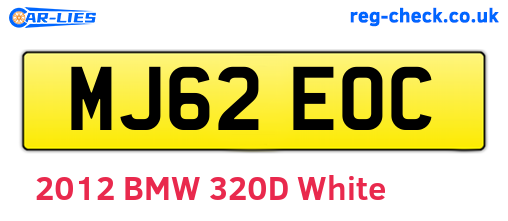 MJ62EOC are the vehicle registration plates.