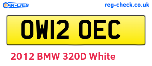 OW12OEC are the vehicle registration plates.