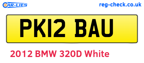 PK12BAU are the vehicle registration plates.
