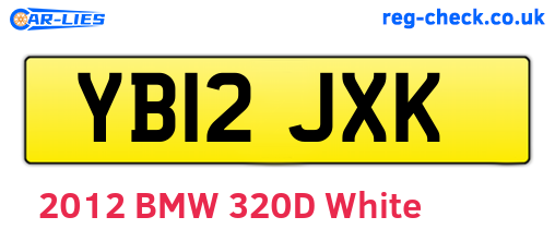 YB12JXK are the vehicle registration plates.