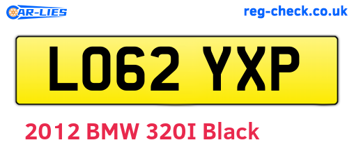 LO62YXP are the vehicle registration plates.