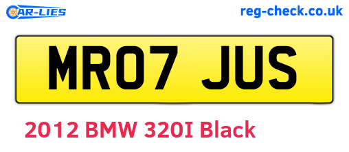 MR07JUS are the vehicle registration plates.