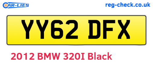 YY62DFX are the vehicle registration plates.