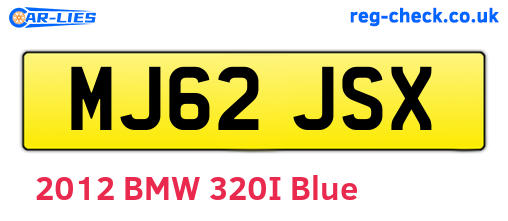 MJ62JSX are the vehicle registration plates.